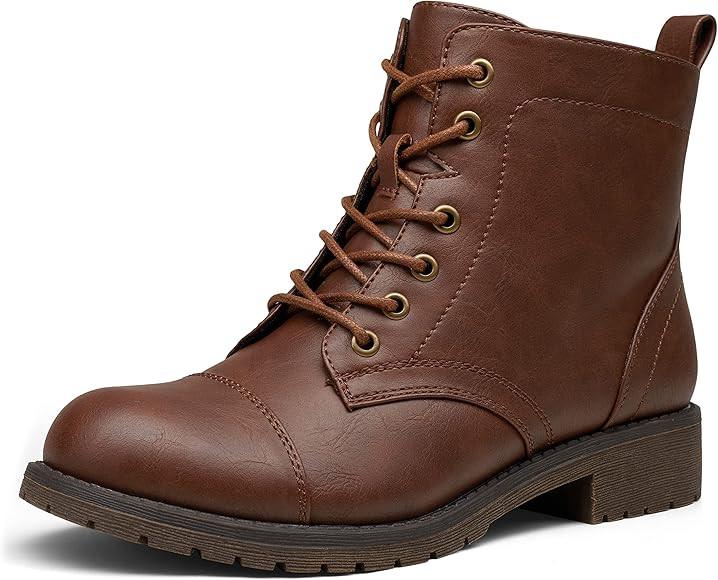 Vepose Women's Ankle Boots Fashion Booties Low Heel Lace up Ankle Boots for Women | Amazon (US)