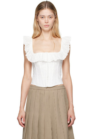 White Bettina Corset Tank Top | SSENSE