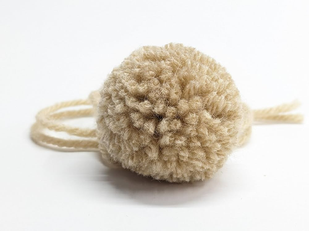 Set of 10 Yarn Pompoms Small 1.5 inch Pom Poms with Tails for Earrings and Crafts (Beige) | Amazon (US)