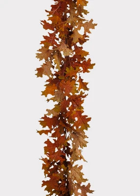 Artificial Fall Oak Leaf Garland in Earthy Brown Hues - 72" | Afloral