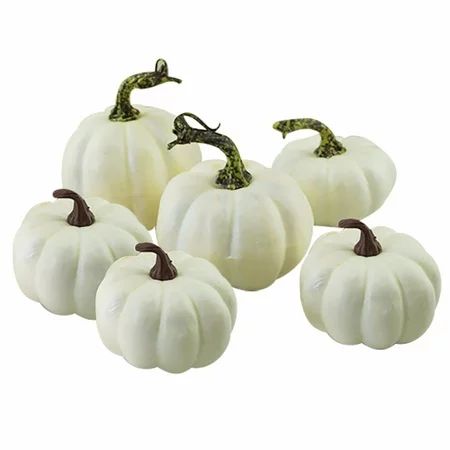 matoen 6pcs/set Halloween White Artificial Pumpkins Fall Thanksgiving Decor | Walmart (US)