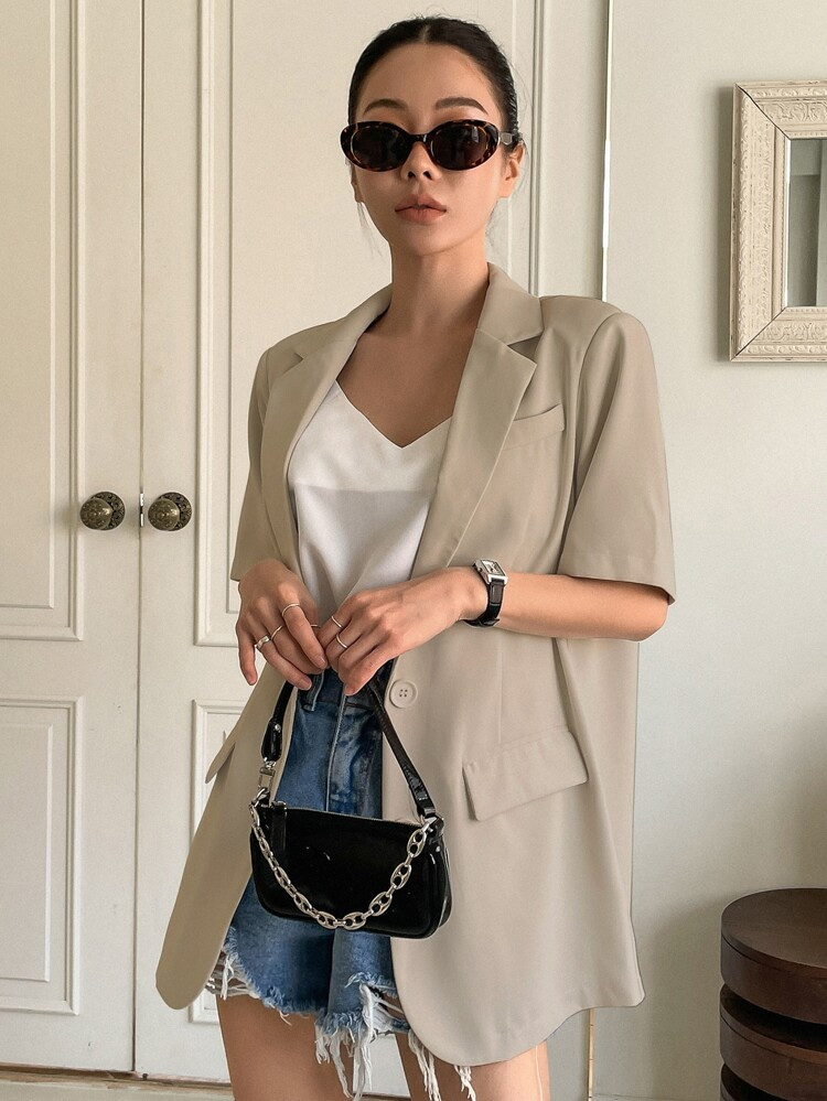 DAZY Solid Single Breasted Blazer | SHEIN