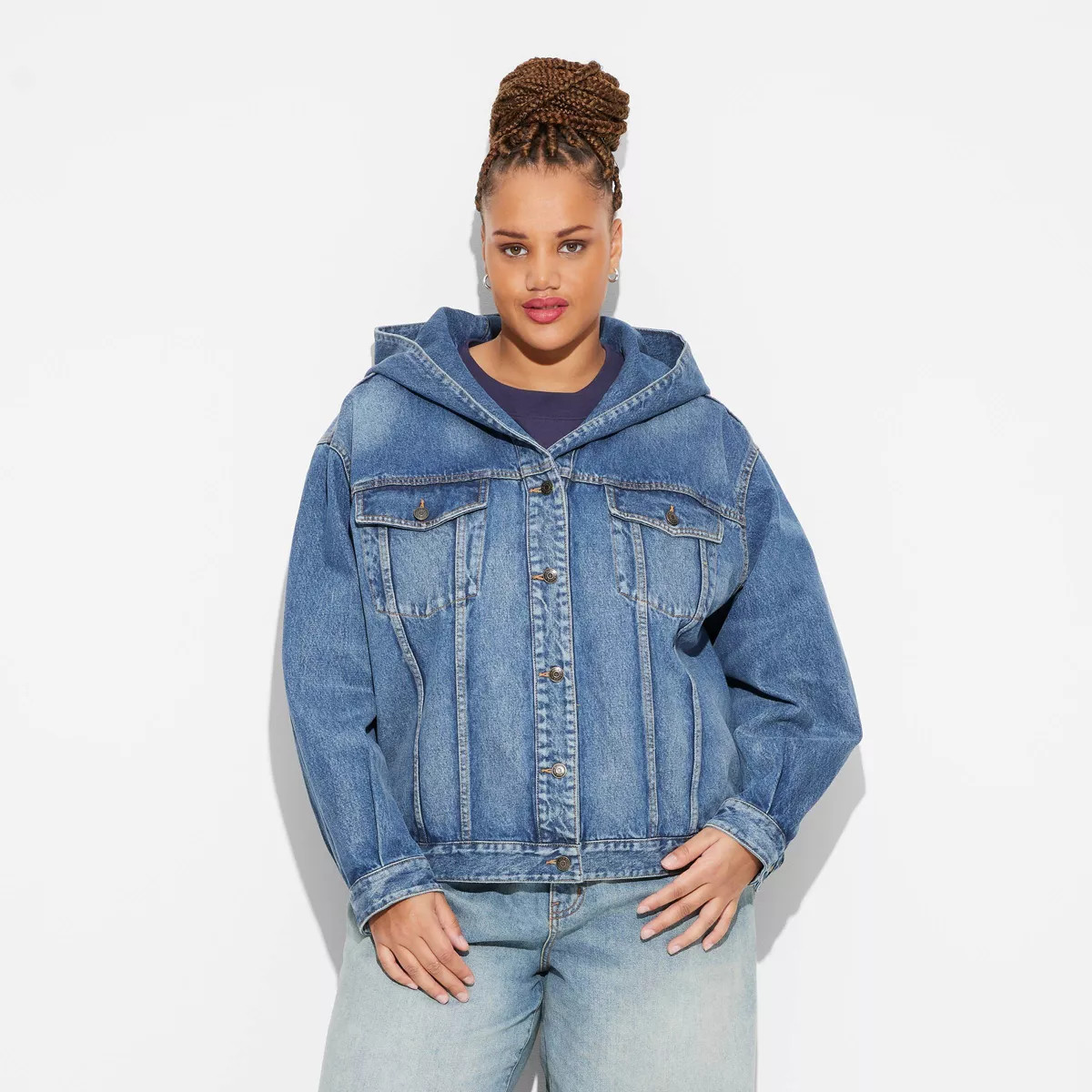 Women's Oversized Hooded Jean Jacket - Wild Fable™ | Target
