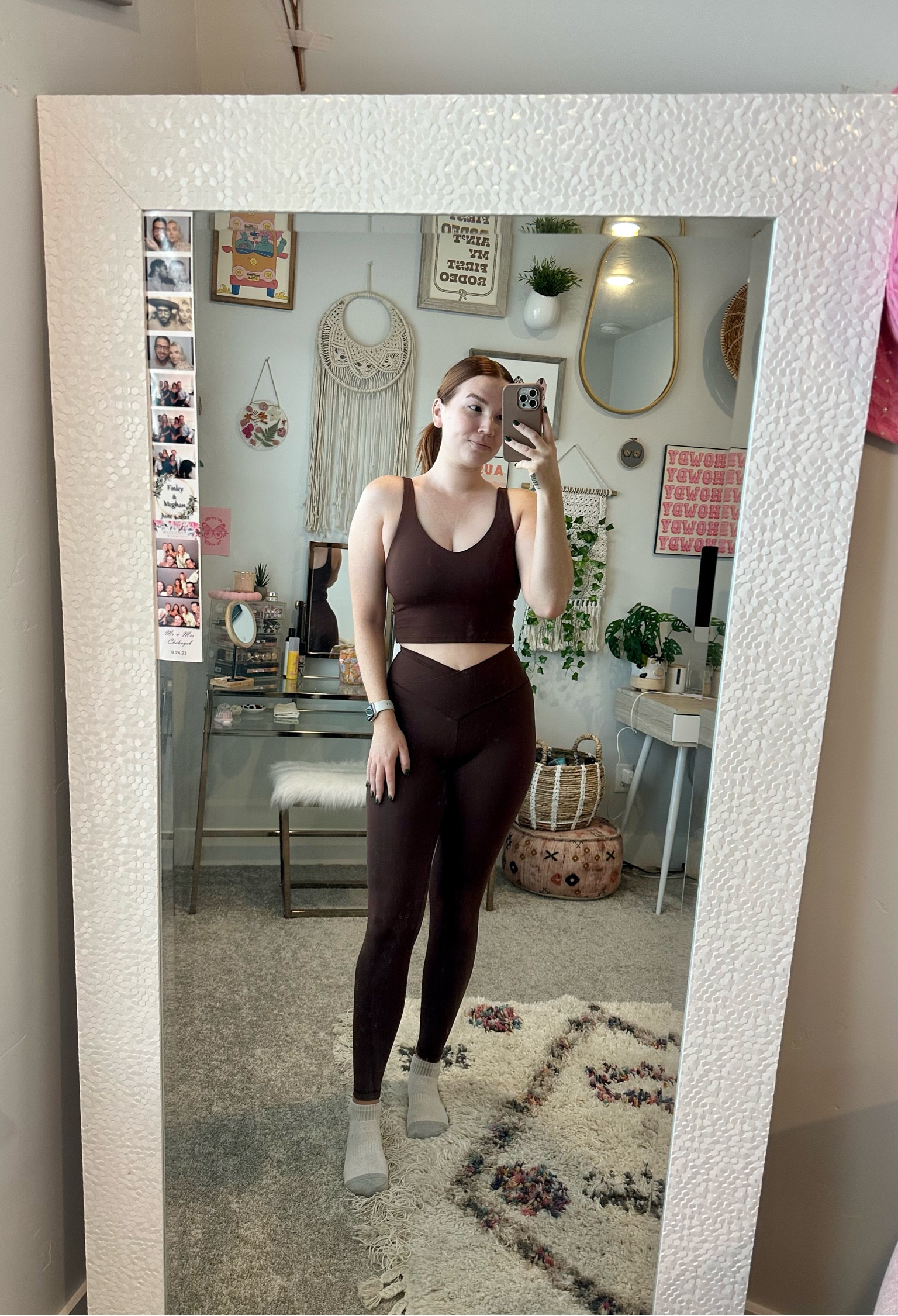 The chocolate brown #aerie set of my dreams 🤎 their crossover leggings are so flattering and this longline sports bra is the perfect length! 

#LTKfitness #LTKfindsunder50 #LTKsalealert