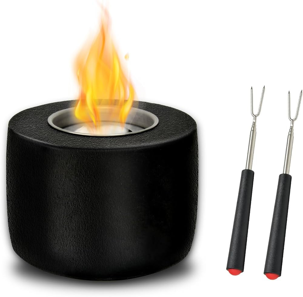 Tabletop Fire Pit Concrete Firepit Portable Mini Table Top Fireplace Ethanol Alcohol Burner, Smor... | Amazon (US)