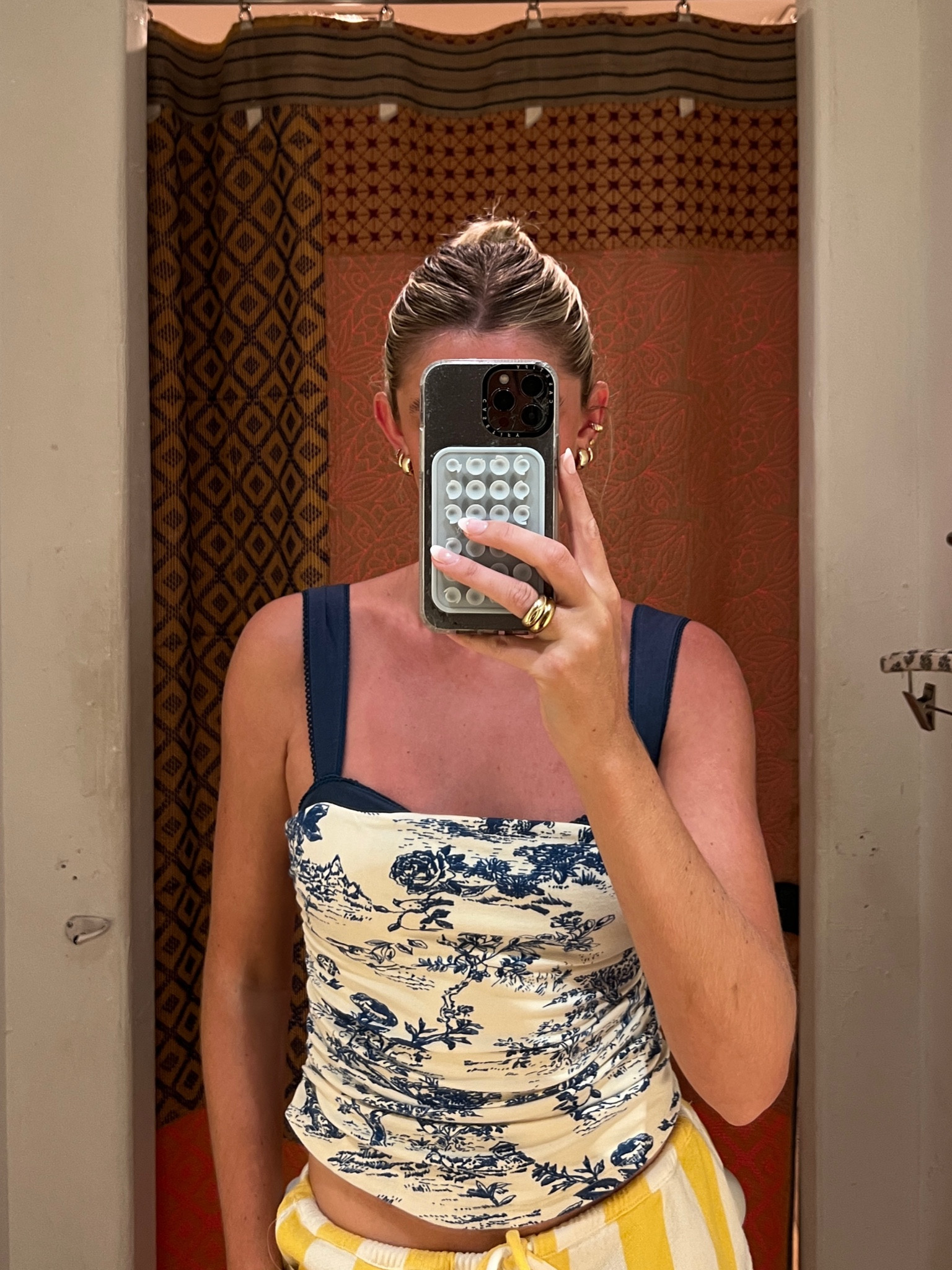 cute patterned tank🫐  styling with jean shorts and cowboy bootss

#LTKSeasonal #LTKSummerSales
