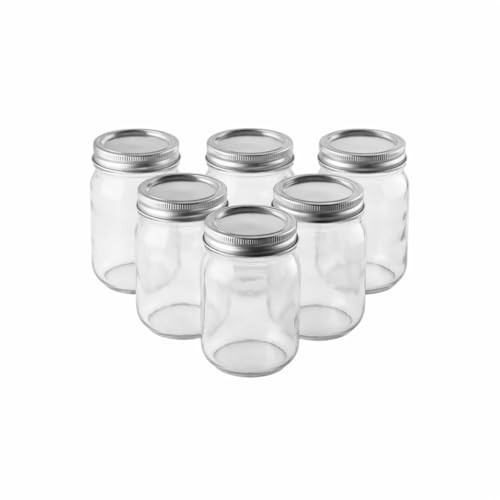 FastRack 16 oz Regular Mouth Mason Jars (Pack of 6) with Airtight Metal Lids | Pint Glass Canning Jars for Food Storage, Fermentation & Pickling | Clear Glass Canisters | Amazon (US)