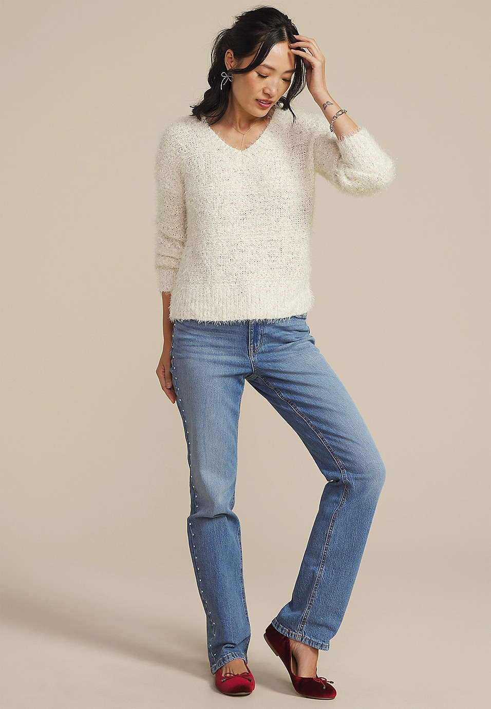 Tinsel V Neck Sweater | Maurices