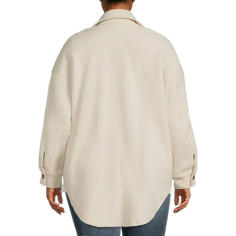 Terra & Sky Women's Plus Size Fleece Two Pocket Shacket | Walmart (US)