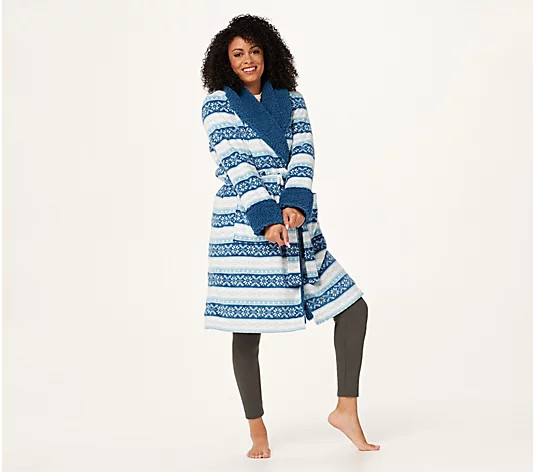Polar Fleece Printed Robe with Sherpa Reverse by Berkshire - QVC.com | QVC