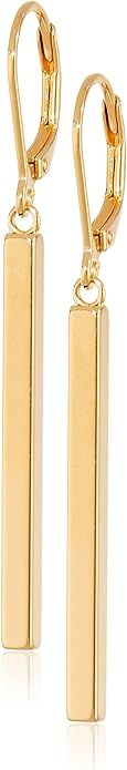 Amazon Essentials 18K Yellow Gold or 14K Rose Gold Over Sterling Silver Bar Drop Earrings (previo... | Amazon (US)