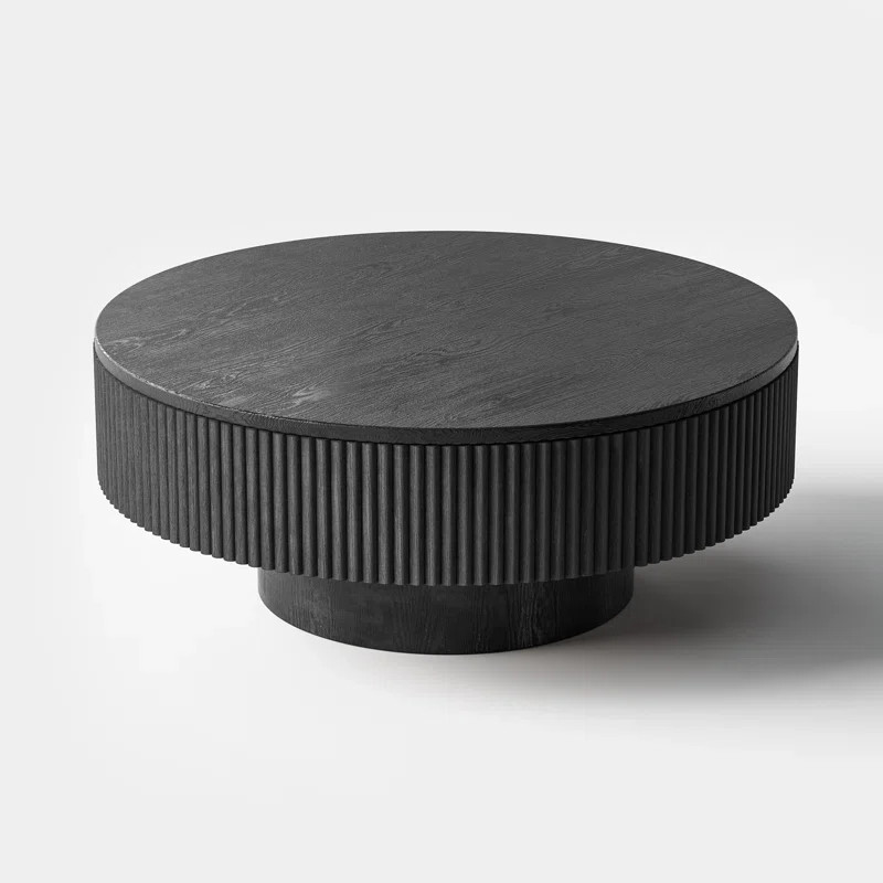 Latitude Run® Chibuzor Pedestal Round Coffee Table, Handcrafted Solid Wood Fluted Design & Revie... | Wayfair North America