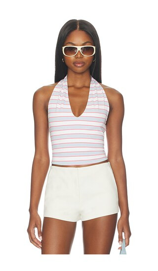Good American Super Stretch Halter Tank Top in Baby Blue, Pink. - size S | Revolve Clothing (Global)