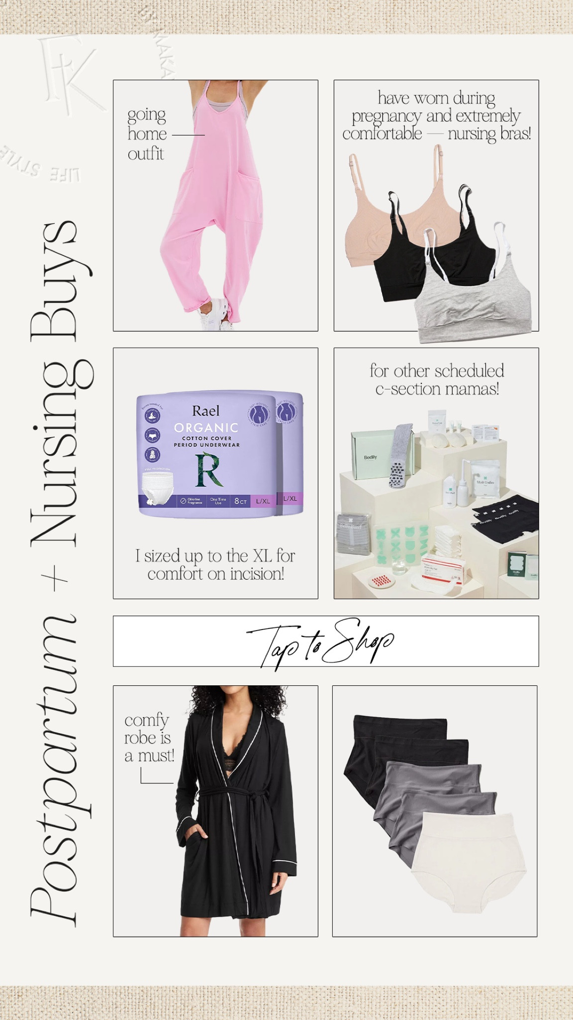 Postpartum buys! Honestly love the Bodily C-Section kit. I’ve used basically everything in there + ordered their nursing bras and their soft underwear (for when my diaper era is over 🤪)

Postpartum, scheduled c-section, c-section favorites, newborn mom, week postpartum, diapers 

#LTKBaby #LTKFindsUnder100 #LTKFamily