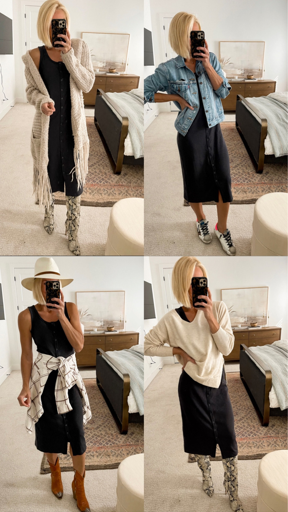 Tank dress for Fall. Size down!
Wearing a small 
Cardigan, western boots, knee high boots, v neck sweater, long cardigan, golden goose sneaks. 


#LTKstyletip #LTKSeasonal #LTKunder50