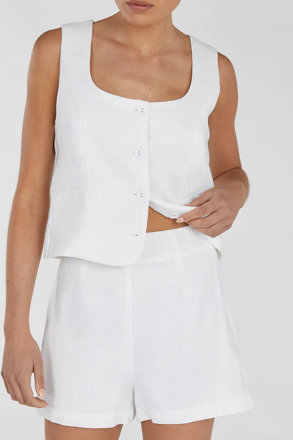 JESSIE WHITE LINEN SHORT | DISSH