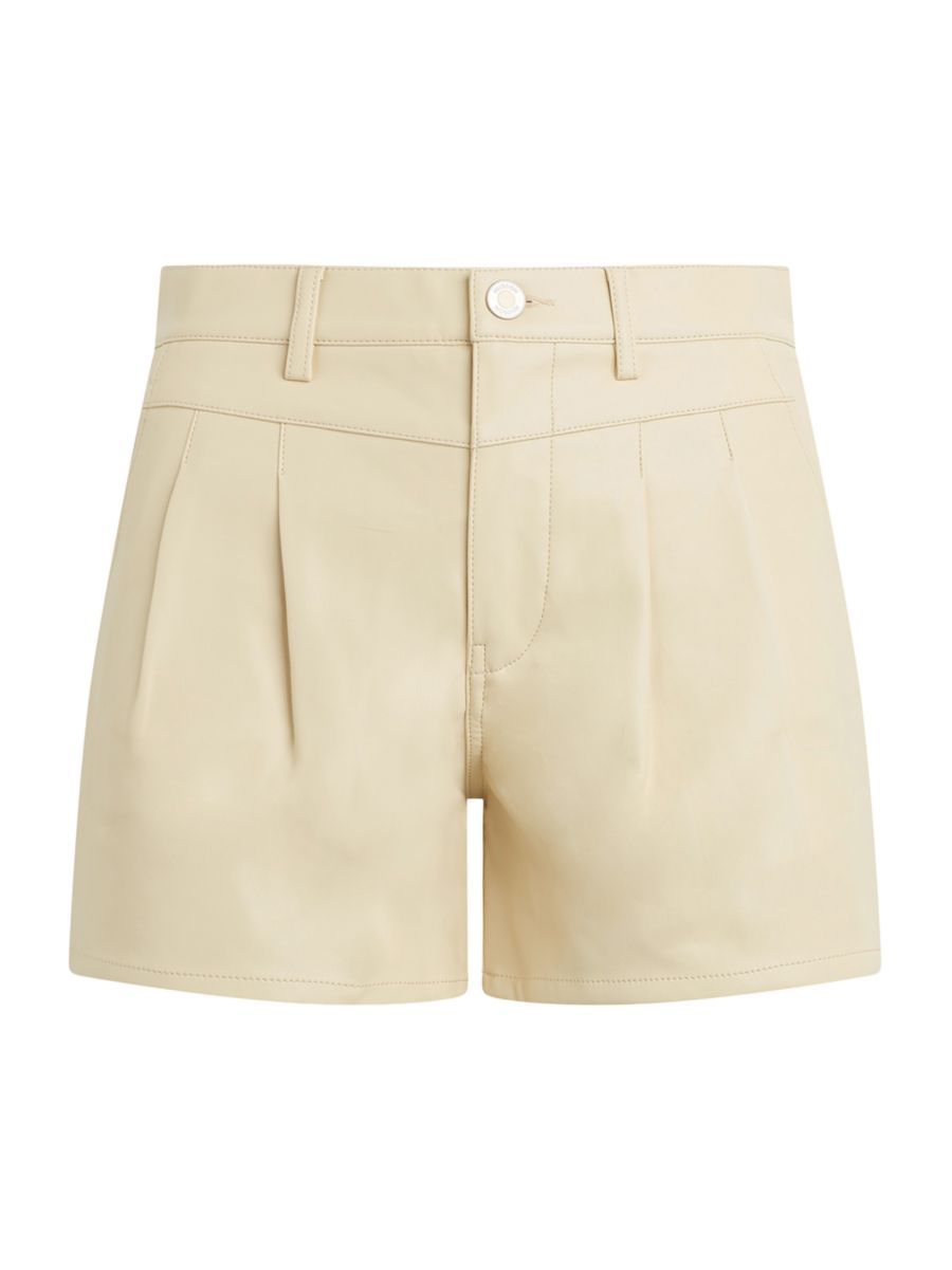 Faux Leather Front Yoke Pleated Shorts | Saks Fifth Avenue