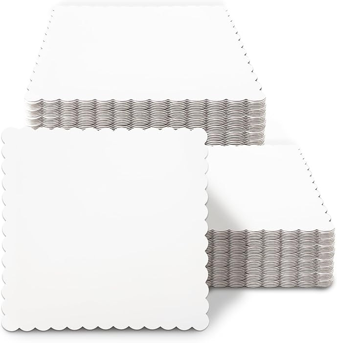 qiqee White 9 Inch Wave Cake Boards 15-Packs Squares Base Food-Grade Cardboard Wave Cake Plate（... | Amazon (US)