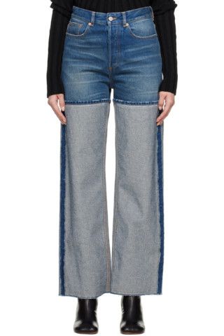 Blue Spliced Jeans | SSENSE