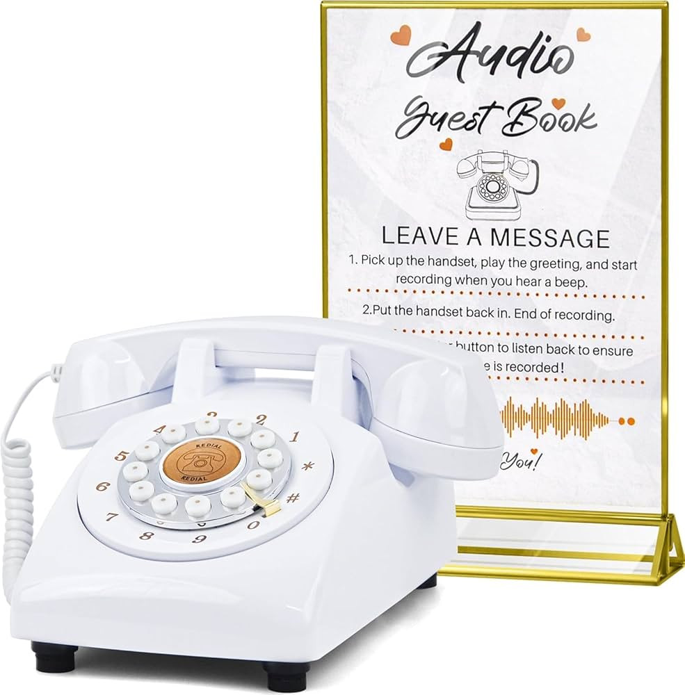 Audio Guest Book Wedding Phone,32GB Memory Customized Audio Messages, Volume Adjustable, with Mes... | Amazon (US)