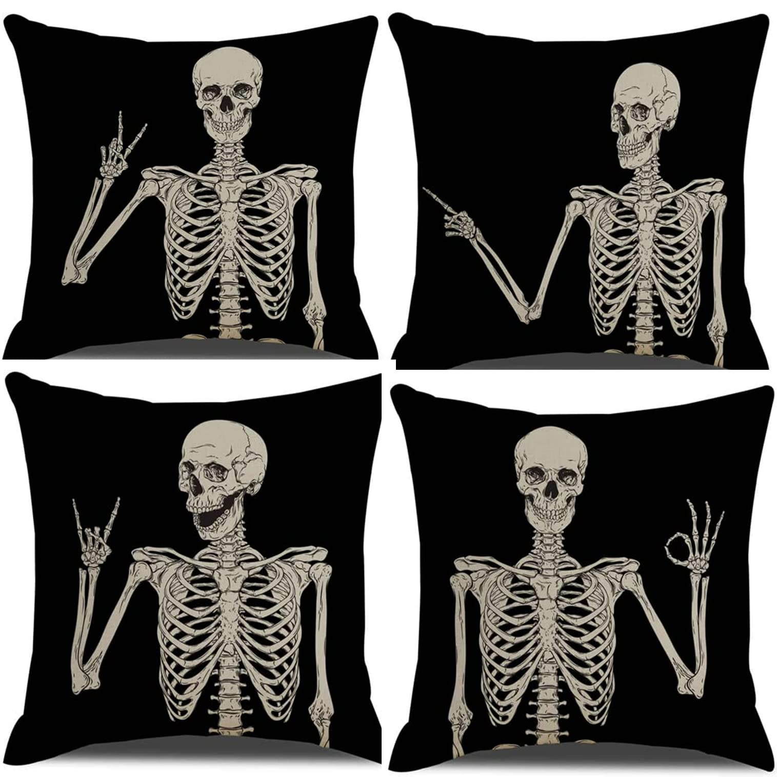 Halloween Pillow Covers 18x18 Set of 4 - Front and Back Both Painted - Halloween Decorations Indoor  | Amazon (US)