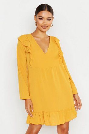 Ruffle Detail Smock Dress | Boohoo.com (US & CA)