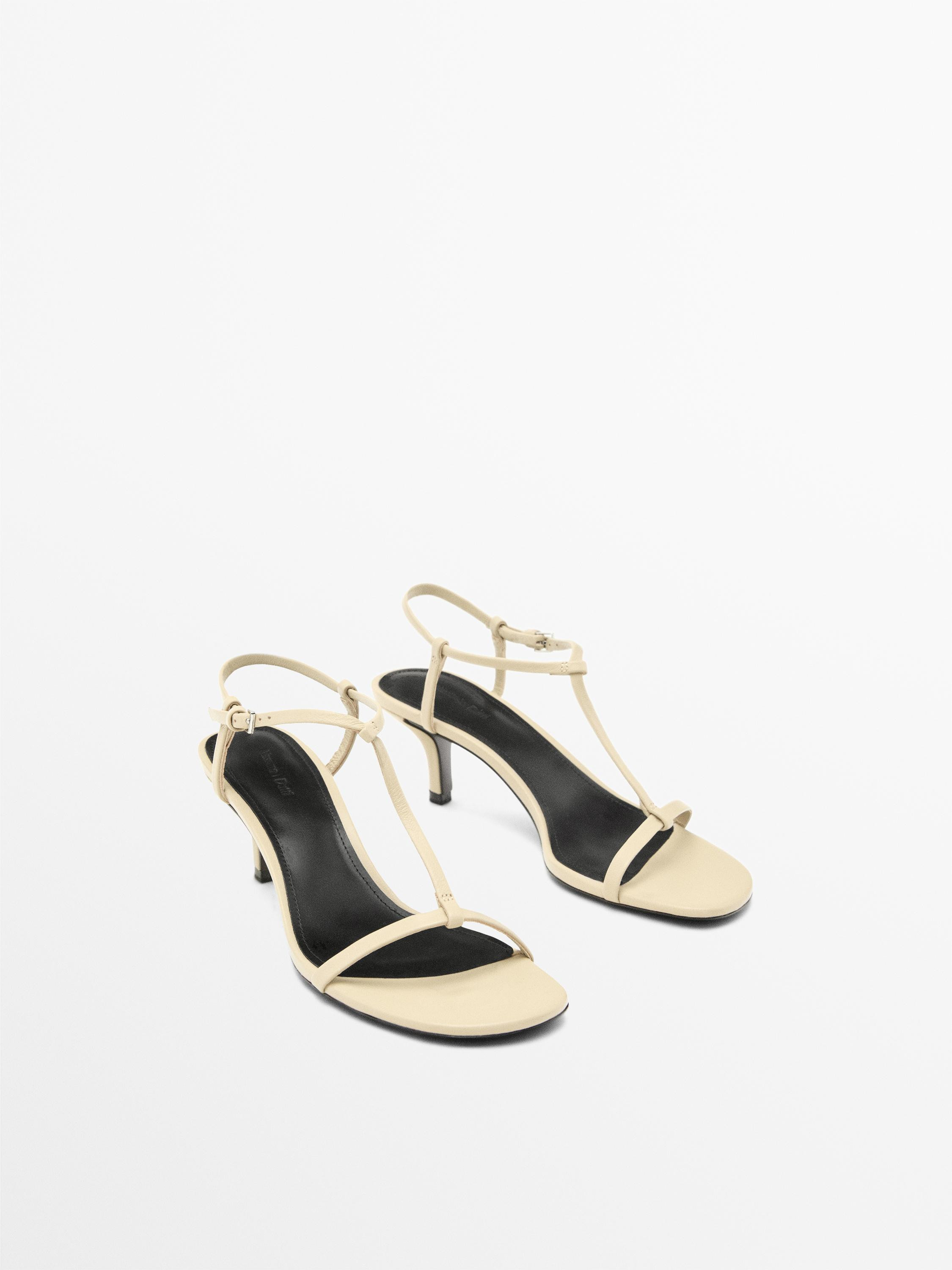 Strappy mid-heel sandals | Massimo Dutti US