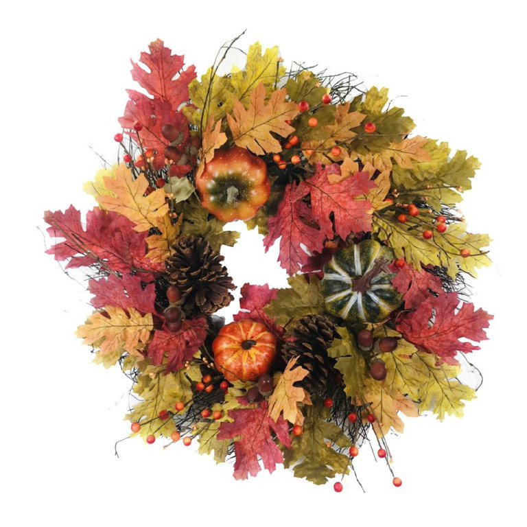 Arty Imports Pumpkin Pinecone Wreath 24" Red Gold Green | Walmart (US)