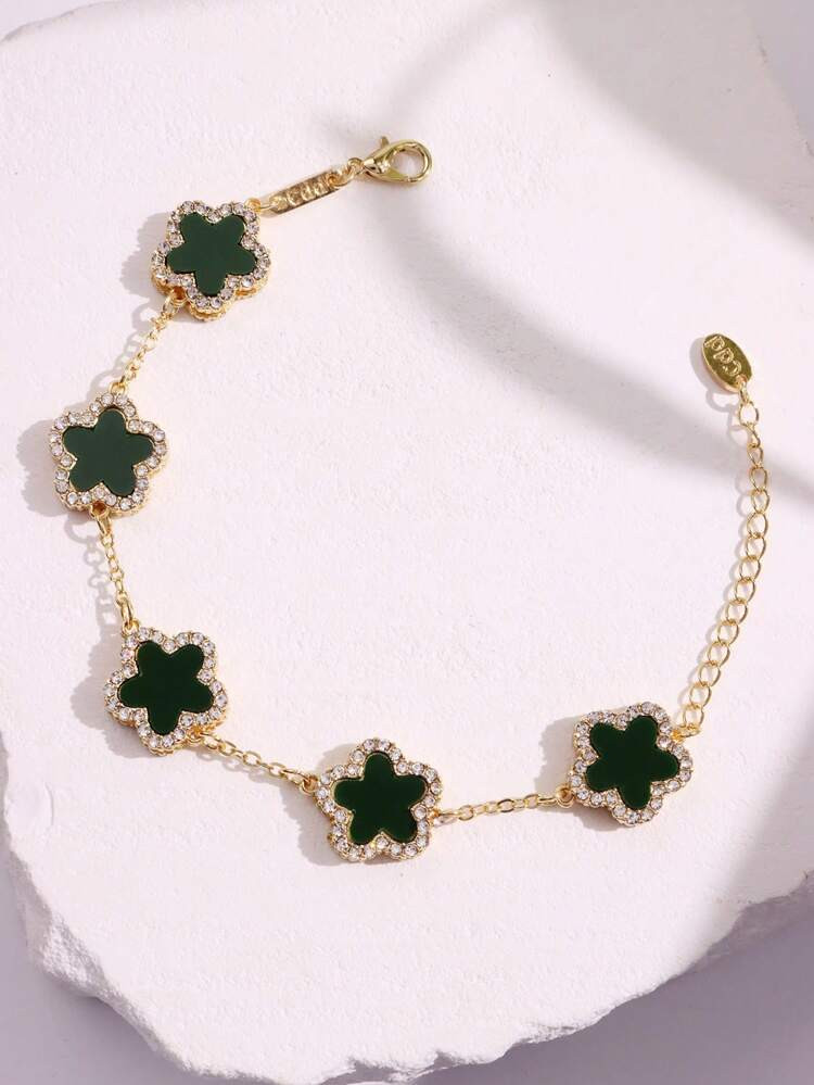 1pc Fashion Rhinestone Flower Decor Chain Bracelet For Women For Daily Decoration | SHEIN