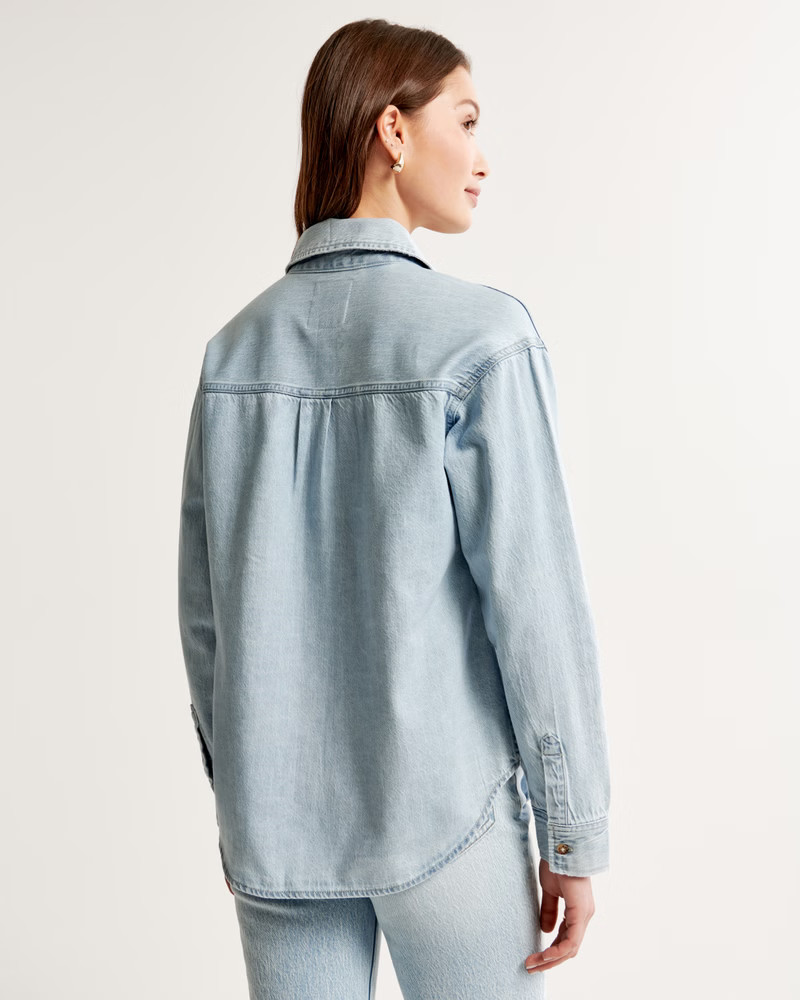 Women's Oversized Denim Shirt | Women's Tops | Abercrombie.com | Abercrombie & Fitch (US)