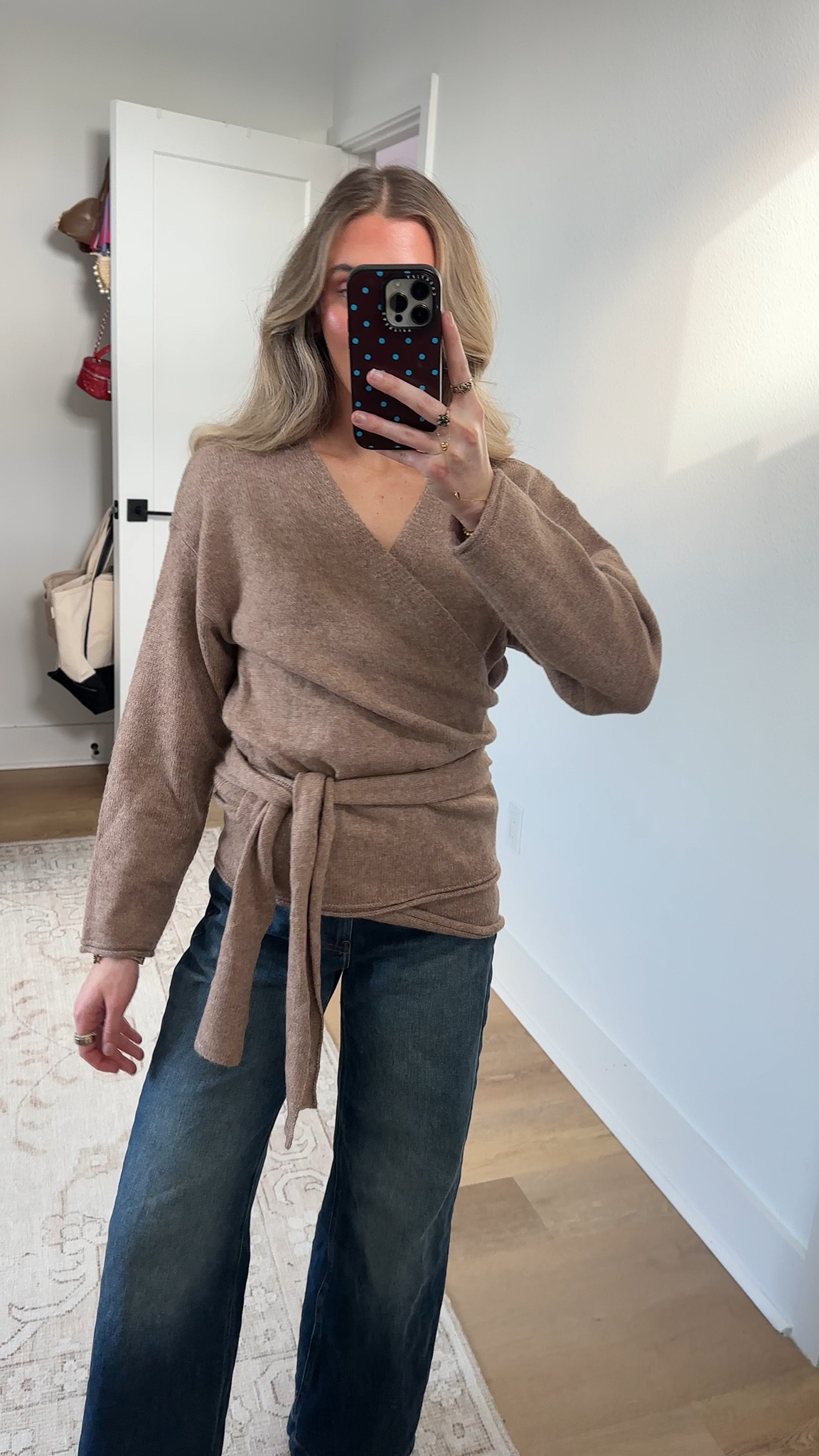 Amazon size small Watashi Women Casual V Neck Wrap Sweater Long Sleeve Cozy Self Tie Belted Knit Sweaters Fall Winter Outfits Cardigan