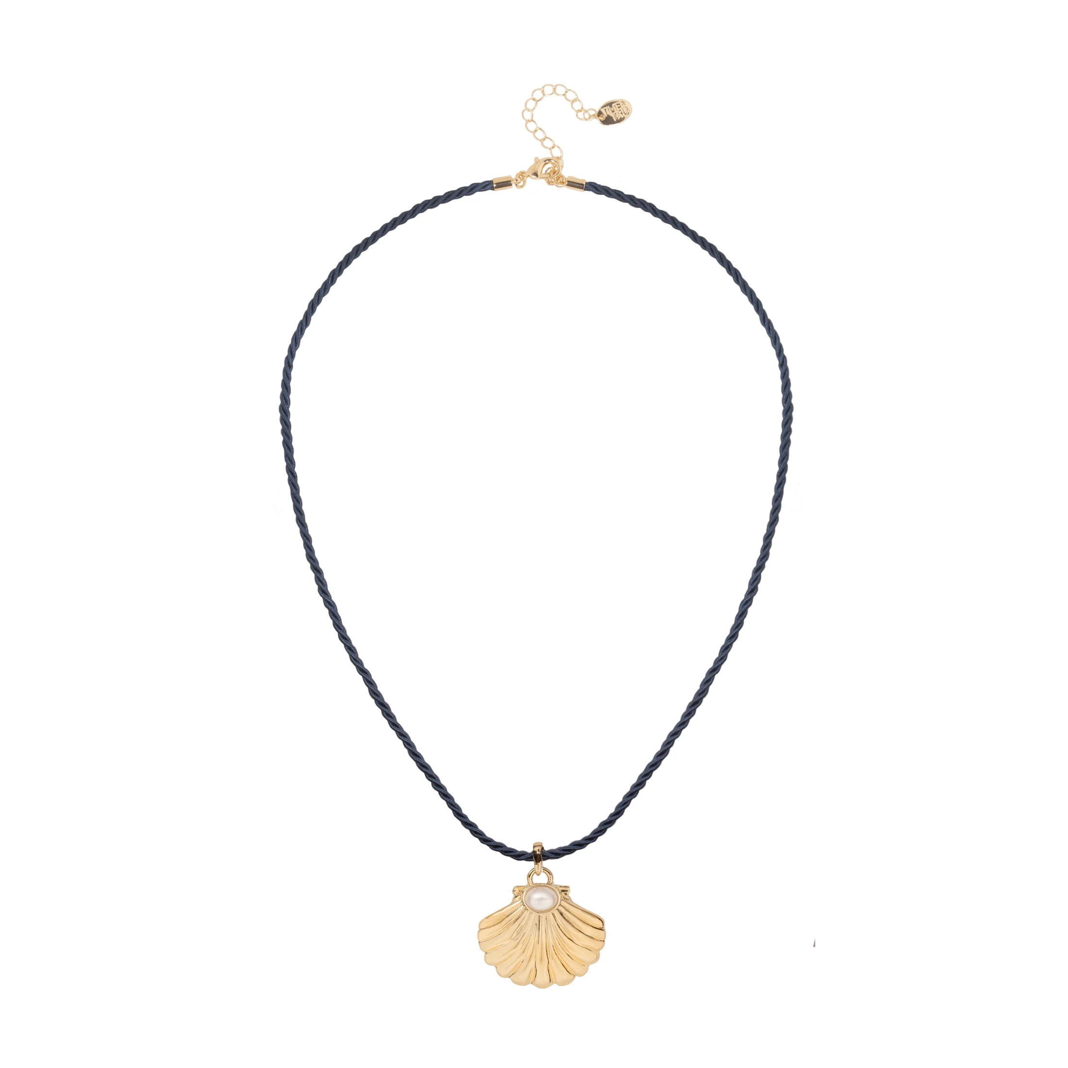 Time and Tru Elegant Seashell and Pearl Corded Pendant Necklace with Gold Tone Finish | Walmart (US)