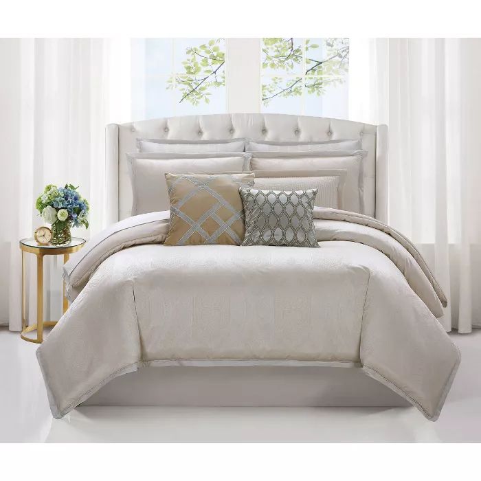 Charisma Tristano Woven Jacquard 3 Piece Duvet Cover Set - Gold | Target