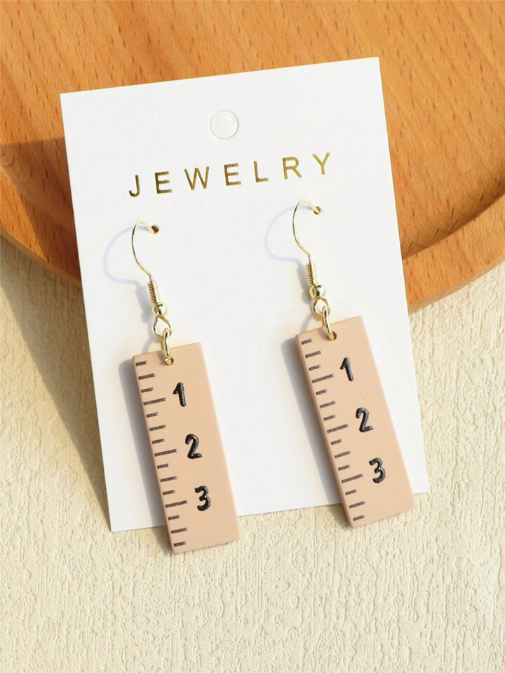 1 Pair Graduation Season Teacher's Day Ruler 123 Print Clay-Textured Acrylic Cute Teacher Earring... | SHEIN