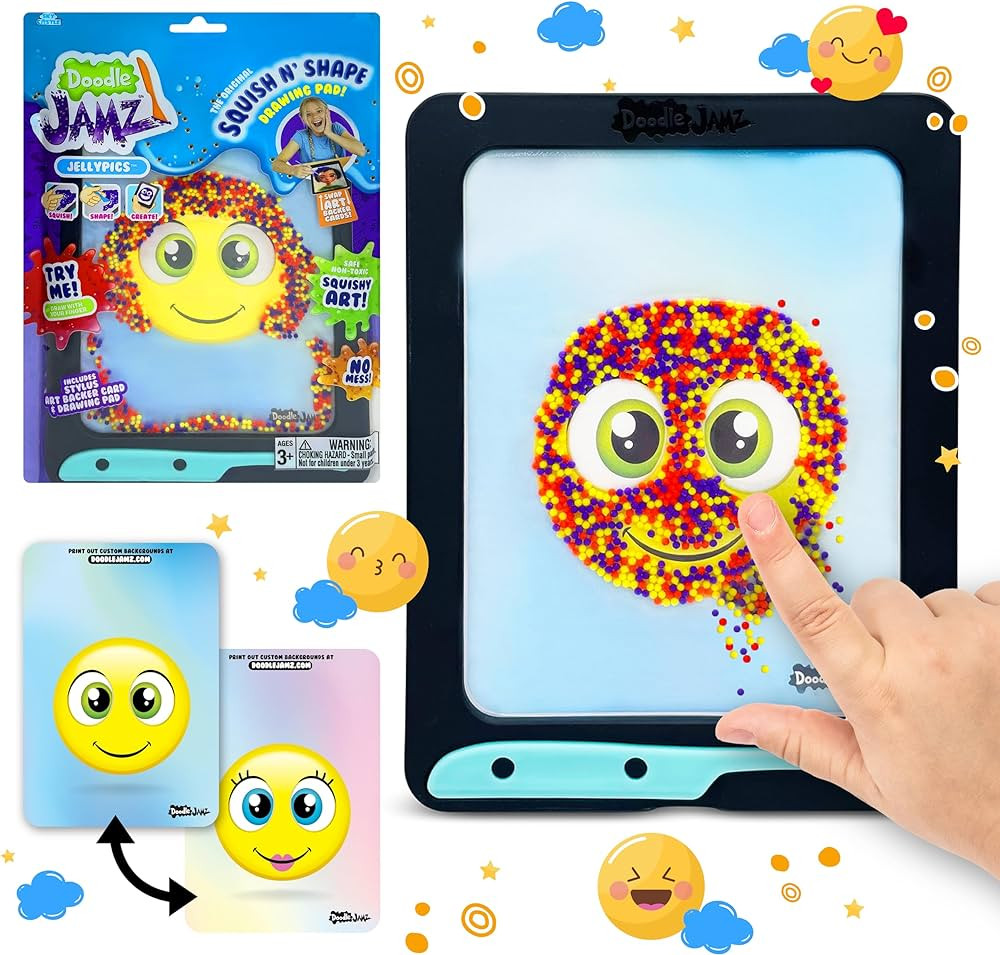 DoodleJamz JellyPics — Squishy Drawing Pads Filled with Non-Toxic Sensory Beads and Gel – No-... | Amazon (US)
