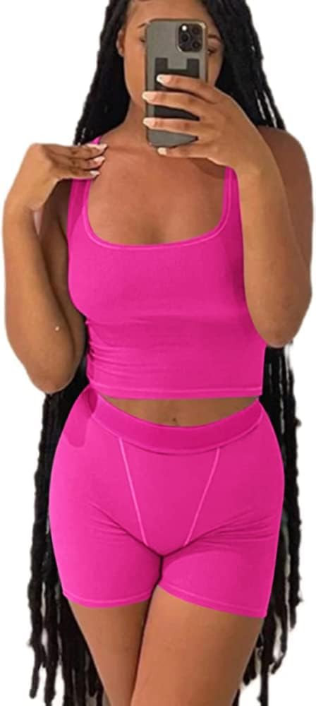 ZFLM Casual Workout Sets Two Piece Outfits for Women Ribbed Crop Tank Top High Waist Yoga Legging... | Amazon (US)