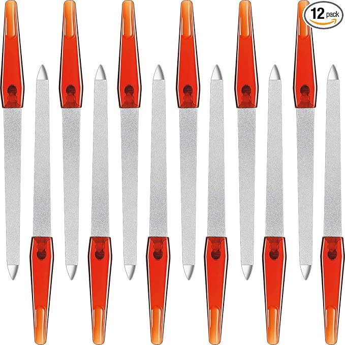 12 Pcs Metal Nail File 6.7 Inch Stainless Steel Nail File Double Sides with Anti Slip Handle Fing... | Amazon (US)