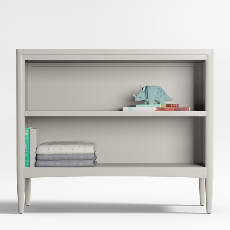 Hampshire Small Cozy Grey Wood 2-Shelf Bookcase + Reviews | Crate & Kids | Crate & Barrel
