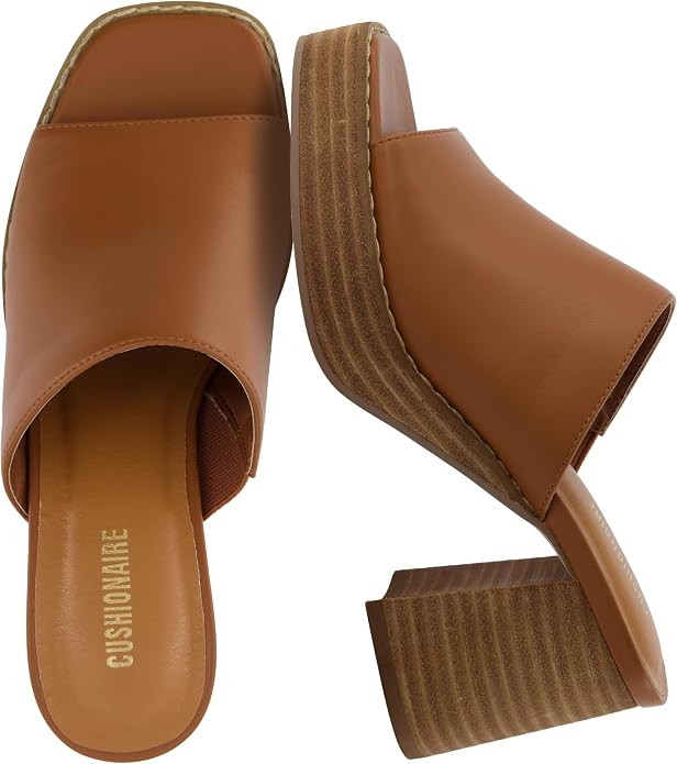 CUSHIONAIRE Women's Keeper soft one band Heel Sandal +Memory Foam, Wide Widths Available | Amazon (US)