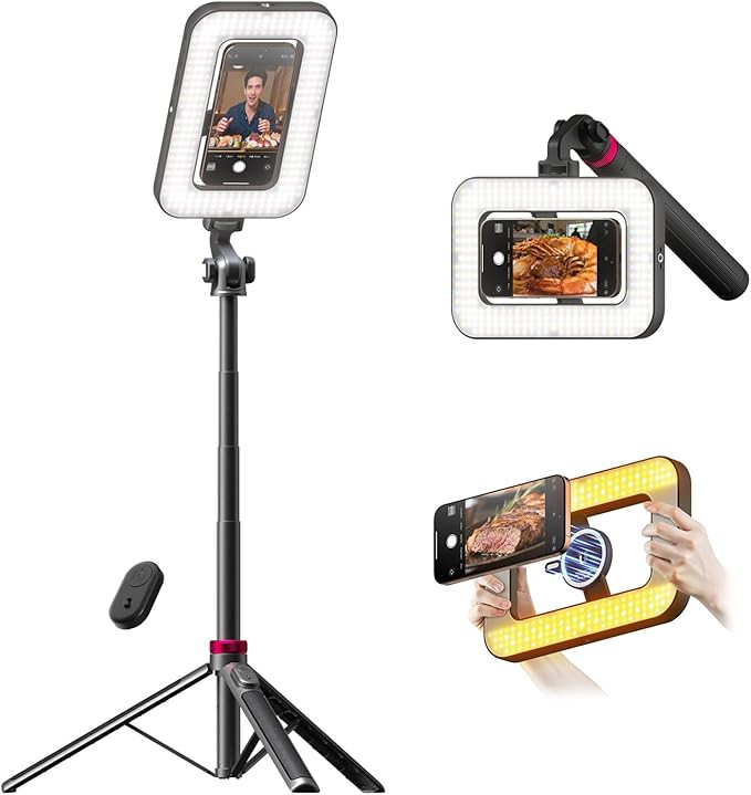 Tripod for iPhone with Light, Portable 15W Ring Light with Stand and Phone Holder for Video Recor... | Amazon (US)