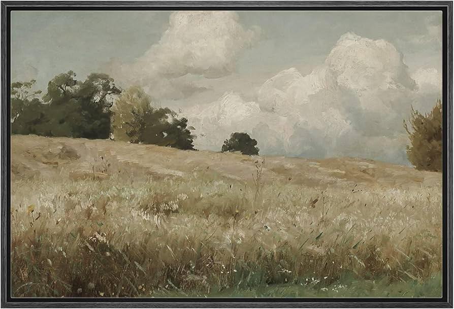 wall26 Framed Canvas Print Wall Art Vintage Countryside Forest Tree Field Nature Wilderness Illus... | Amazon (US)