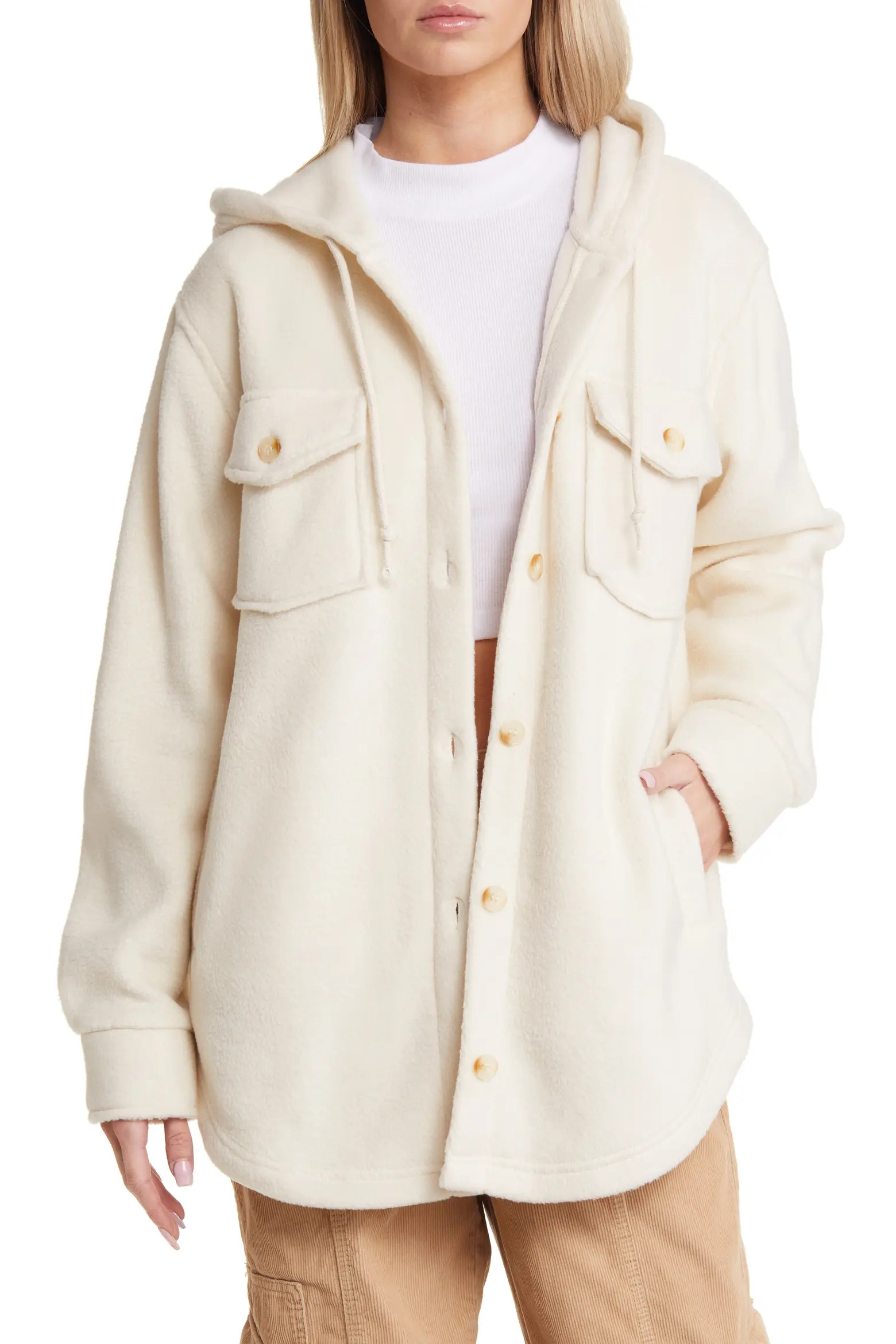Thread & Supply Hooded Fleece Shacket (Women) | Nordstrom | Nordstrom