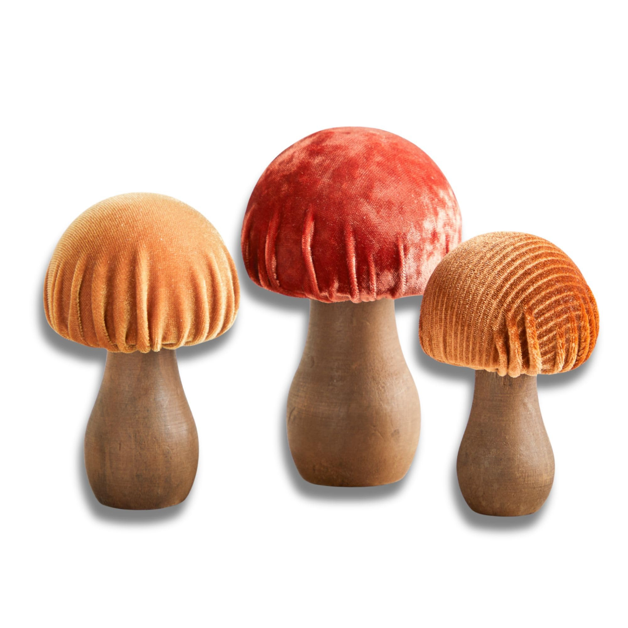 Your Heart's Content Velvet Mushrooms Set of 3, Warm Gold Elegant Home Decor, Fall tablescape, Or... | Amazon (US)