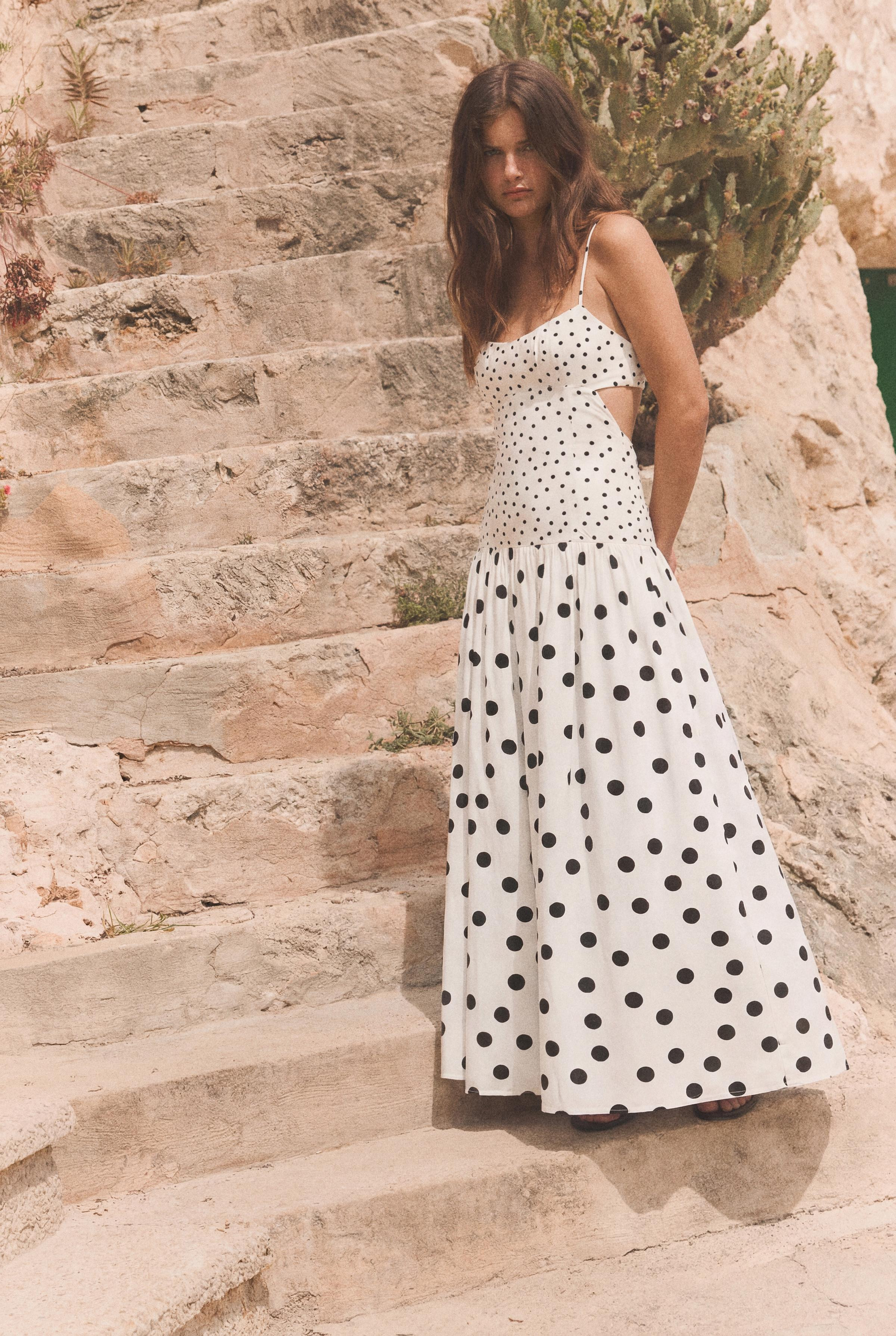 POLKA DOT STRAPPY MIDI DRESS | Zara US