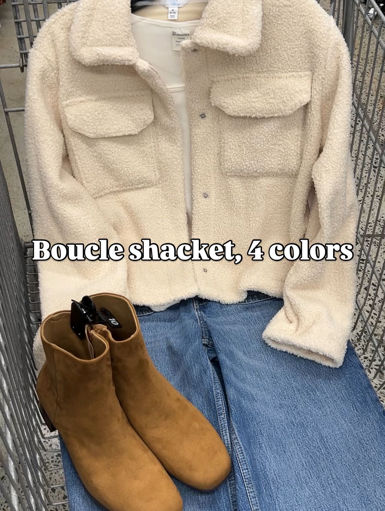 Walmart boucle shacket, I got the brown and went up one size to a medium for a relaxed fit. #walmartfashion 

#LTKootd #LTKFindsUnder100 #LTKFindsUnder50