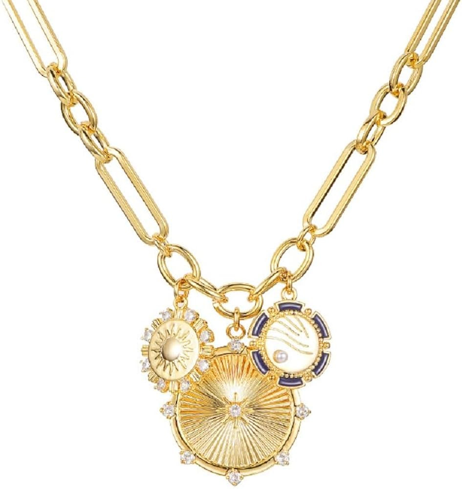 Chunky 18K Gold Plated Chain Choker Sun Heart Pendant Necklaces for Women Jewelry | Amazon (US)