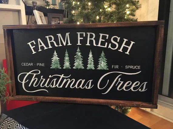 Farm Fresh Christmas Trees  Rustic Wooden Christmas Sign  | Etsy | Etsy (US)