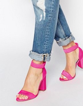 Sandalias de tacón con tira en el tobillo en rosa intenso Sub de New Look | Asos ES