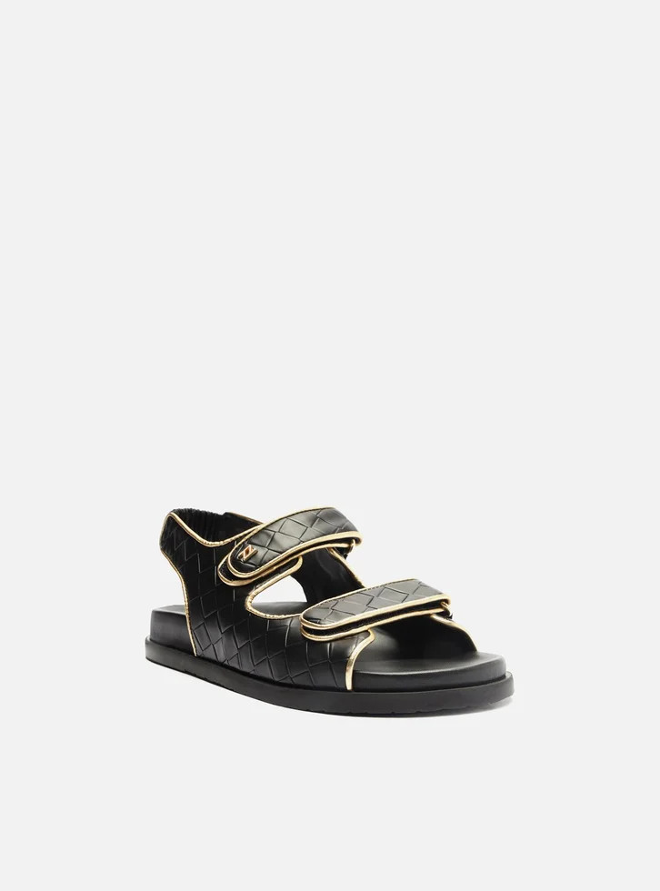 Sandália Papete Preta Arezzo Tressê Velcro | ZZ Mall (BR)