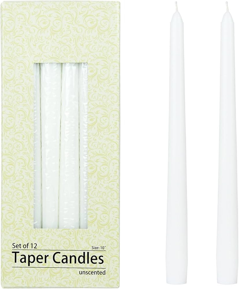 Zest Candle 12-Piece Taper Candles, 10-Inch, White | Amazon (US)